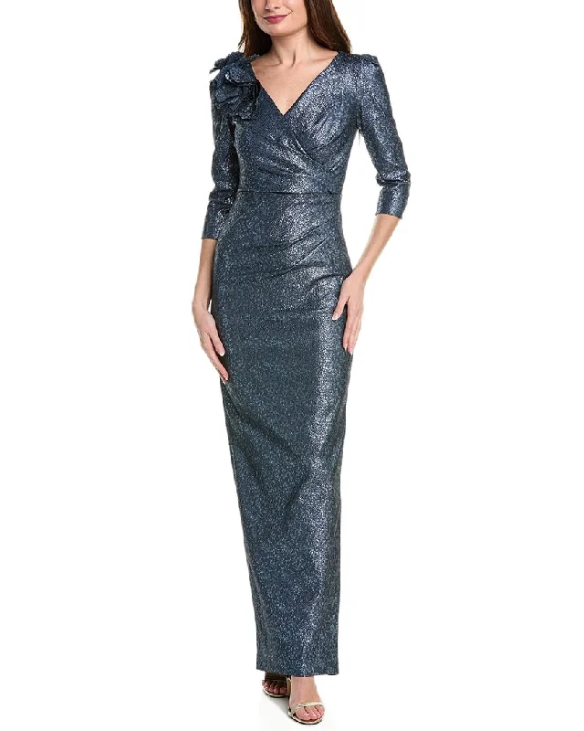 Value Deals Teri Jon by Rickie Freeman Metallic Jacquard Gown