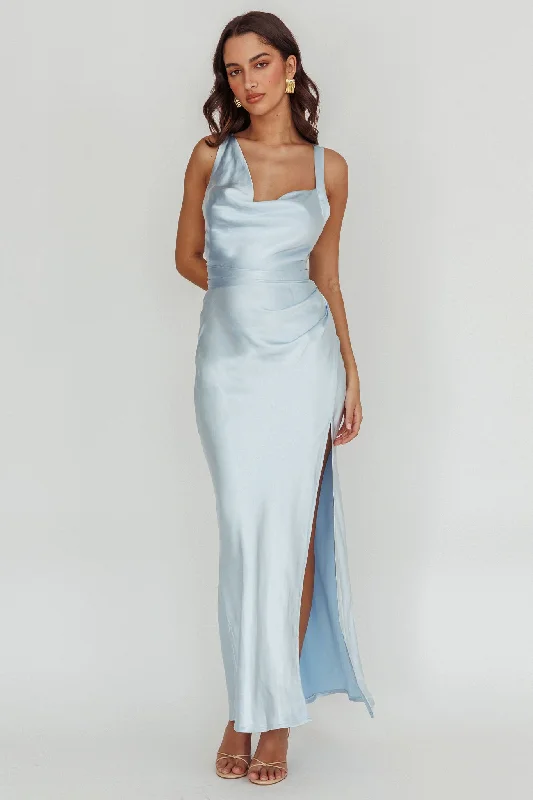 Instant Discount Midnight Sun Asymmetrical Strap Maxi Dress Blue