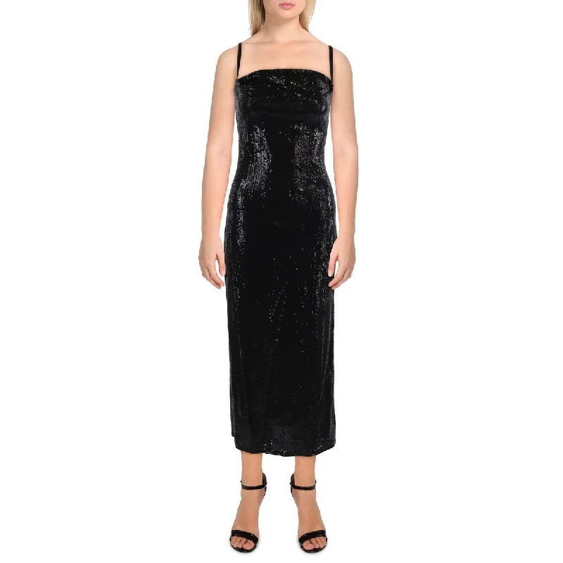 Price Reduction Womens Metallic Sequin Maxi Dress