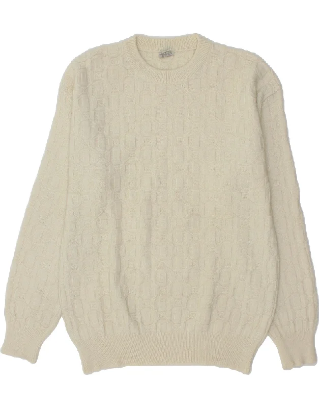 Referral Discount VINTAGE Womens Crew Neck Jumper Sweater IT 48 XL Off White New Wool