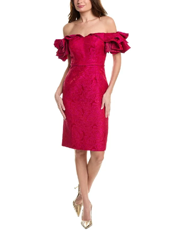 Don't Miss Teri Jon by Rickie Freeman Off-The-Shoulder Jacquard Sheath Dress