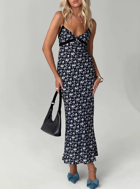 Special Price Emily Maxi Dress Black / Floral