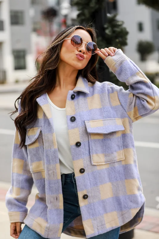 Bargain Blast FINAL SALE - Cozy Sensation Lavender Plaid Shacket