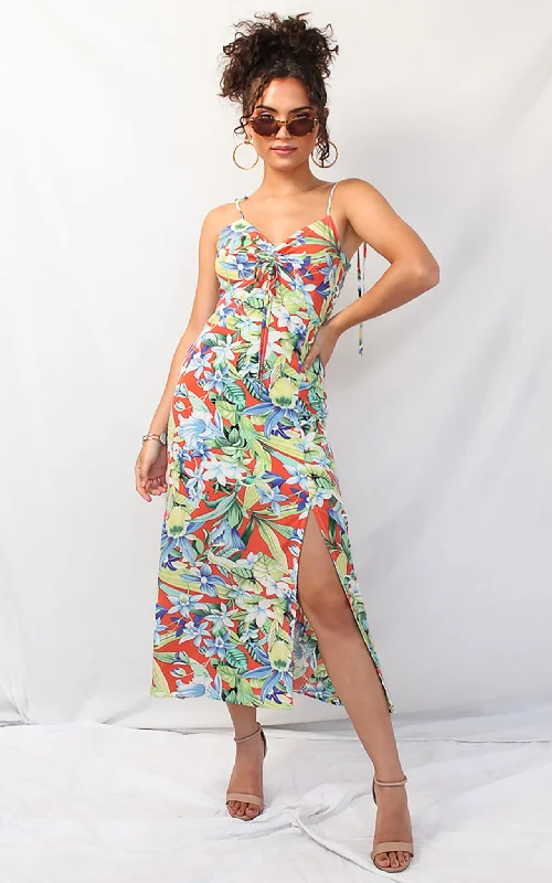 Sale Event Byron Dress - Coral Tropical Floral