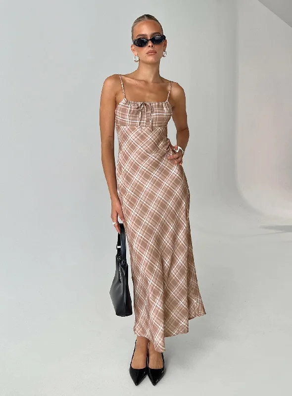 TIME-Limited Offer Wallin Maxi Dress Brown Check