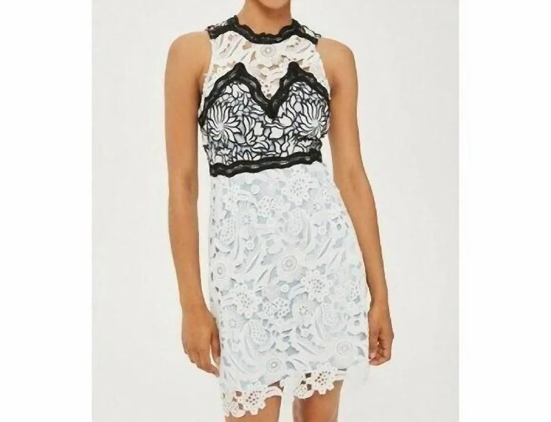 Markdowns Floral Lace Embroidered Sheath Dress In Blue