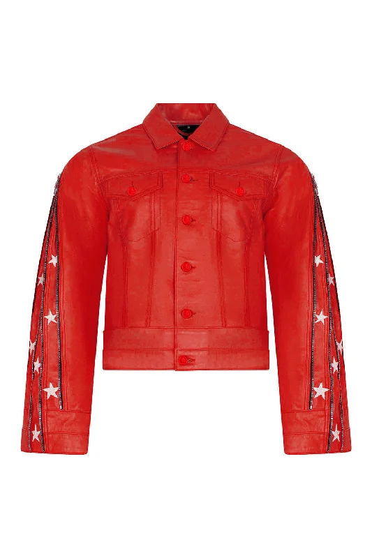 Price Reduction SUNSET RODEO LEATHER JACKET-RED