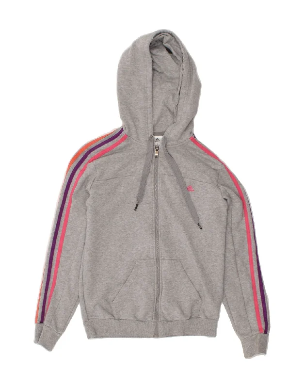 Seasonal Sale ADIDAS Womens Climalite Zip Hoodie Sweater UK 4/6 XS Grey