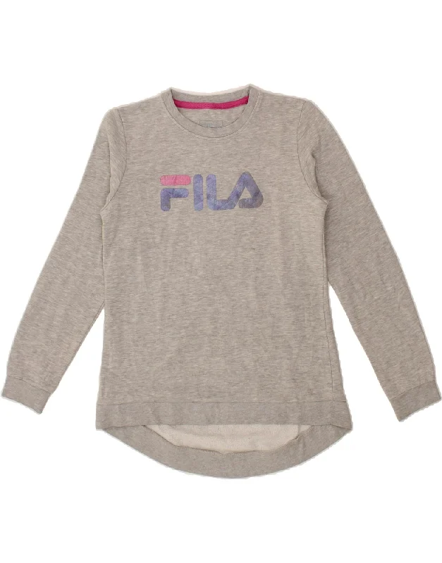 Price Fest FILA Womens Graphic Sweatshirt Jumper UK 14 Medium Grey Cotton