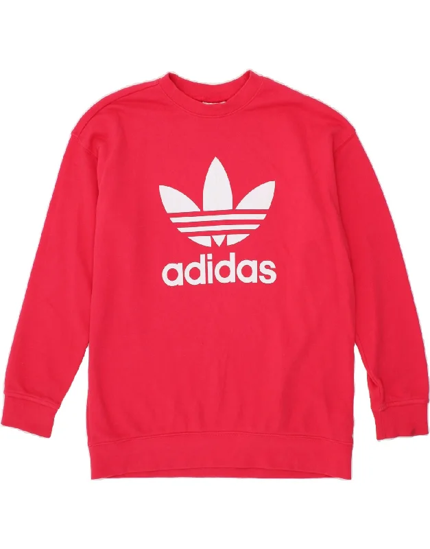 Bargain Bin ADIDAS Womens Graphic Sweatshirt Jumper UK 14 Medium Pink Cotton