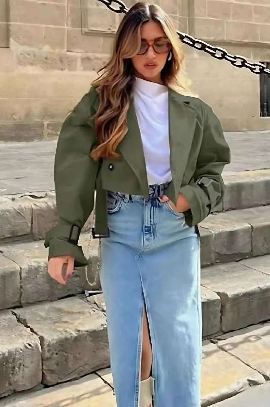 Stock Up and Save Trendy Cropped Trench Coat - U-Modest