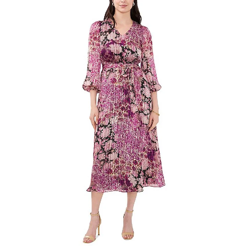 Discount Mania Petites Womens Printed Midi Midi Dress