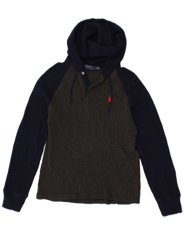 Price Rollback POLO RALPH LAUREN Womens Hooded Button Neck Jumper Sweater UK 6 XS Grey
