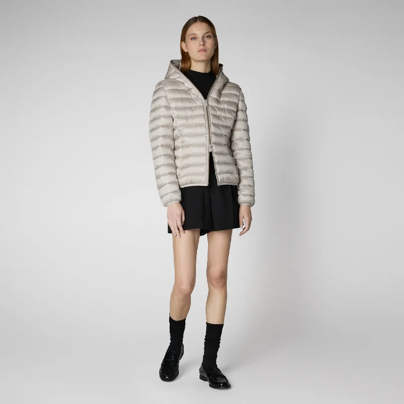 Don't Wait PIUMINO ANIMAL FREE CON CAPPUCCIO DONNA ALEXIS RAINY BEIGE 