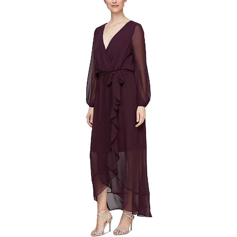 Deal Dash Womens Ruffled Hi-Low Midi Dress