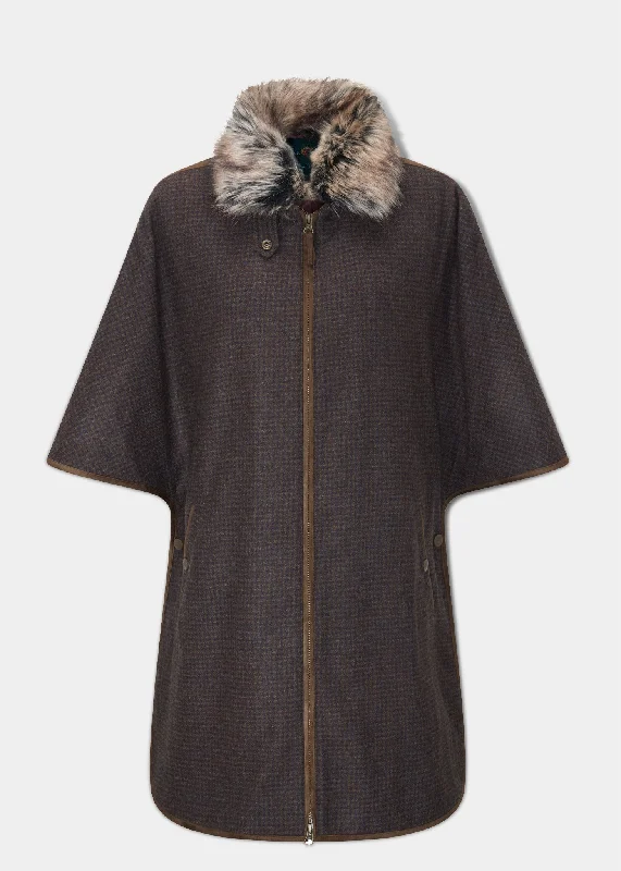 Deep Discounts Surrey Ladies Tweed Cape In Bramble
