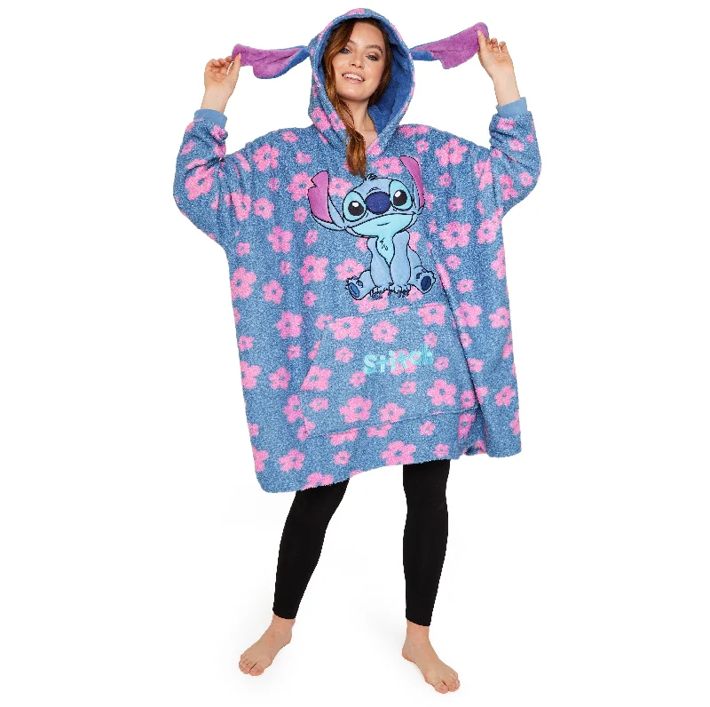 Price Fest Disney Stitch Oversized Blanket Hoodie for Women - Floral Stitch
