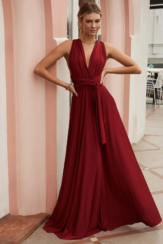 Stock Up and Save Ariana Multiway Maxi Dress Maroon