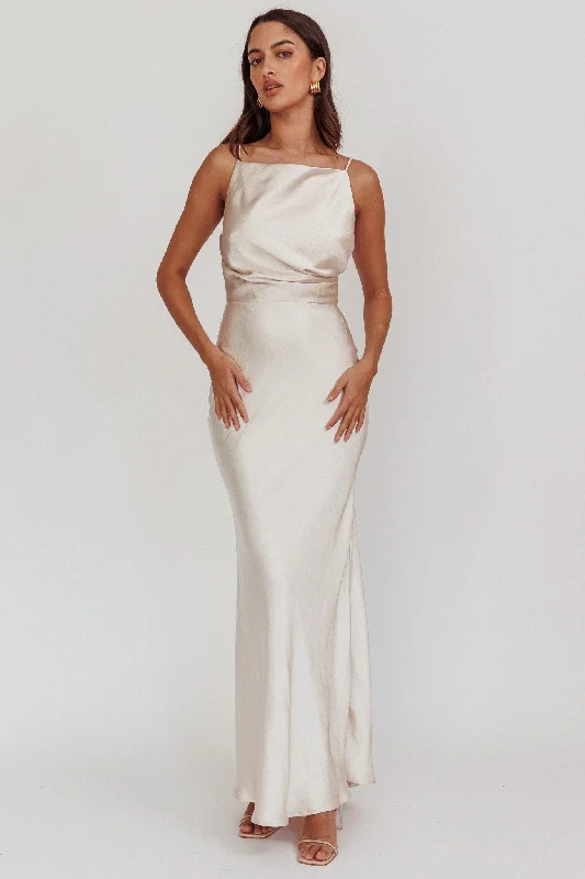 Special Discount Laila Boat Neck Maxi Dress Stone Champagne