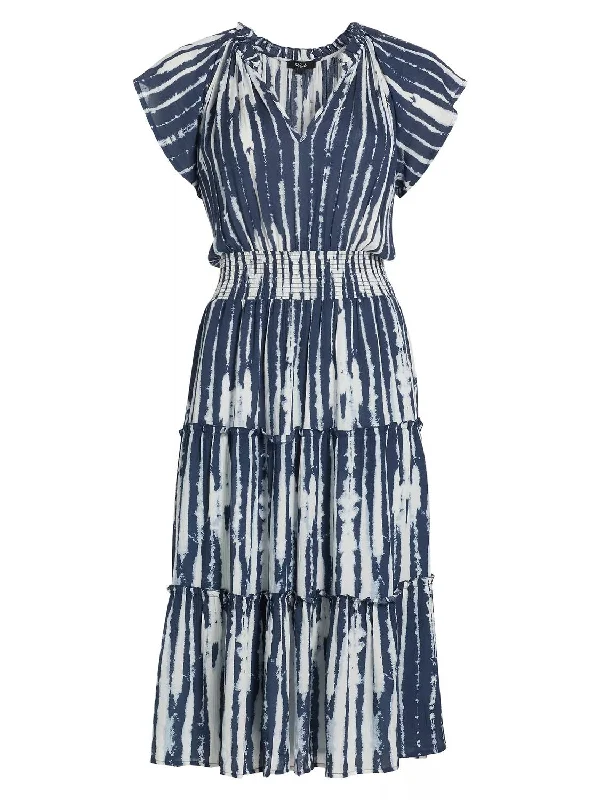 Bargain Prices Amellia Tie-Dye Tiered Midi-Dress In Indigo Nile