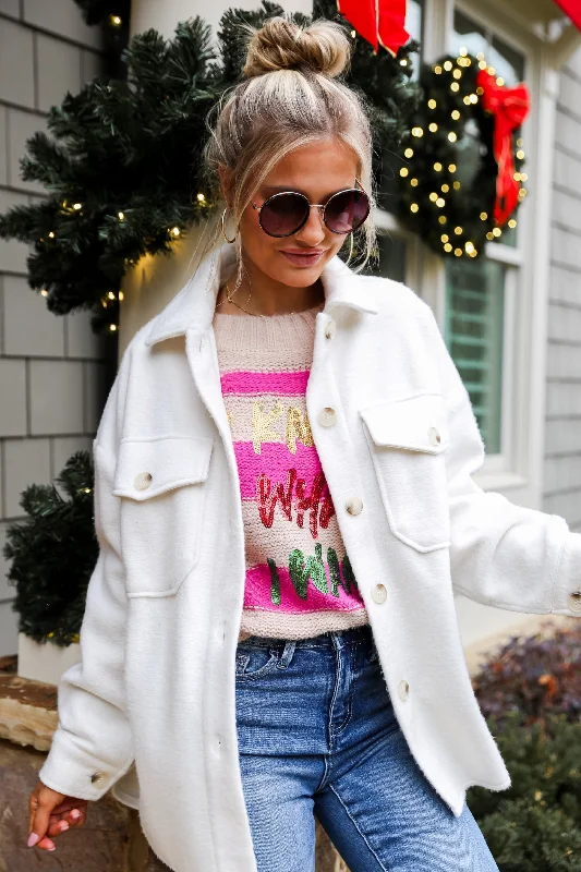 Mega Deal Classy Season Ivory Shacket - DOORBUSTER