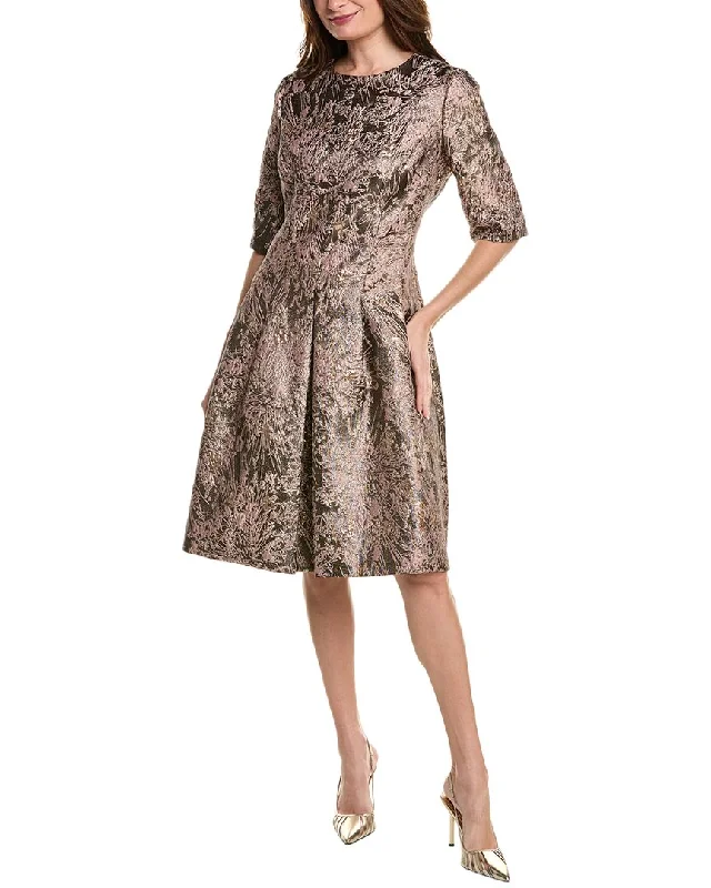 Shop and Save Teri Jon by Rickie Freeman Metallic Jacquard A-Line Dress