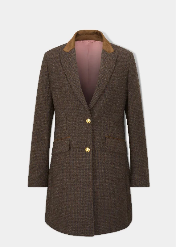 Fantastic Offers Surrey Ladies Mid-Thigh Tweed Coat In Bramble - Regular Fit