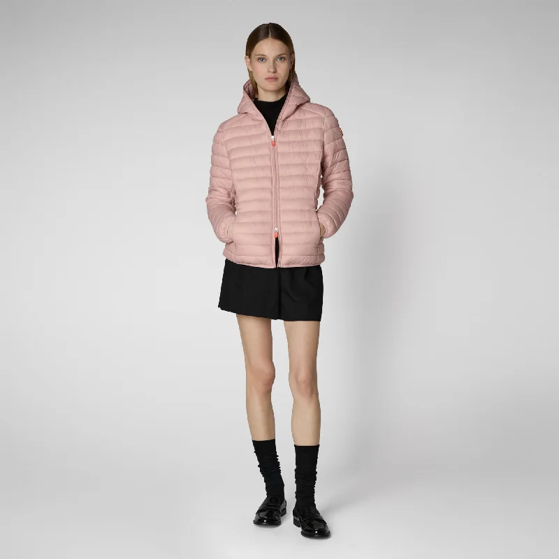 Price Slash Piumino animal free con cappuccio donna Daisy Rosa antico