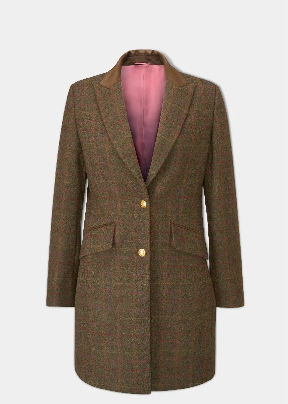Don't Wait Surrey Ladies Mid-Thigh Tweed Coat In Hemlock - Regular Fit