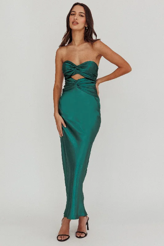Incredible Offers Good Impression Double Twist Midi Dress Forest Green