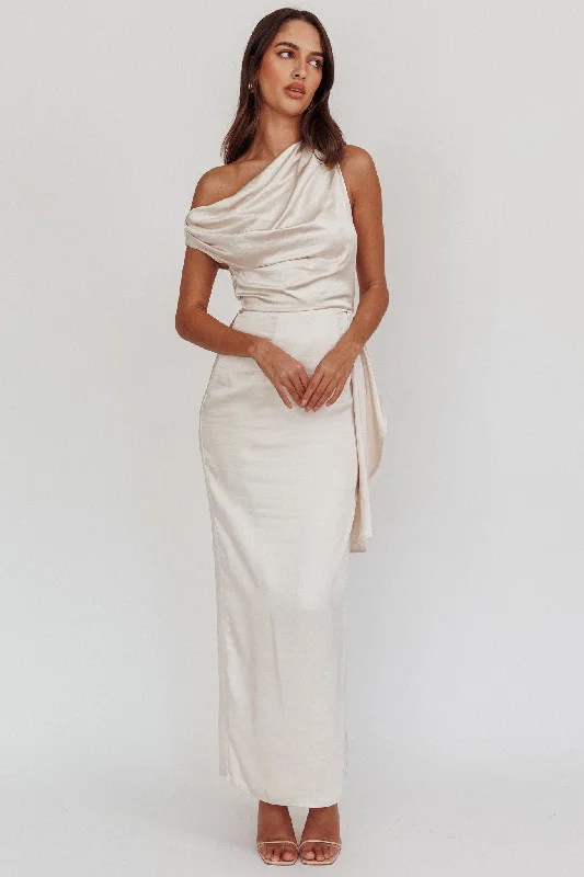 Sale Event Tova Draped One-Shoulder Maxi Dress Champagne