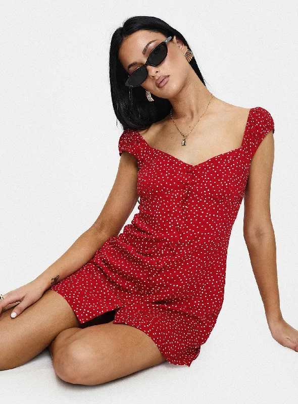 Big Savings Paper Planes Mini Dress Red Polka
