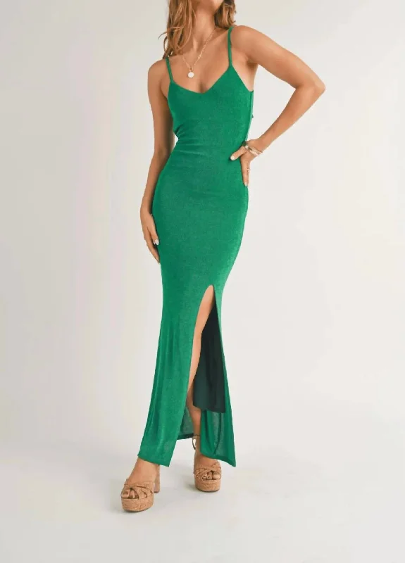Fantastic Offers Cacti Open Back Ruffled Maxi Dress In Jade