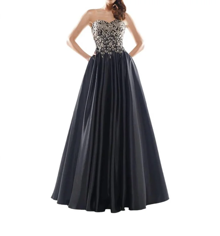 Fantastic Deals Strapless Satin Ballgown In Black