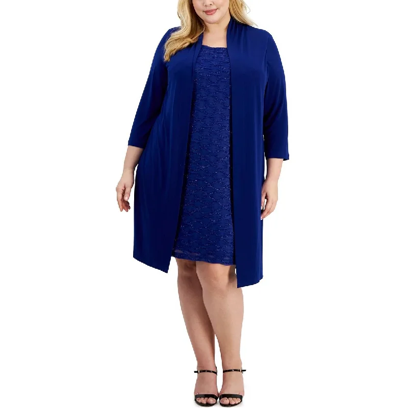 Stock Clearance Plus Womens Ruched Jacket Two Piece Dress